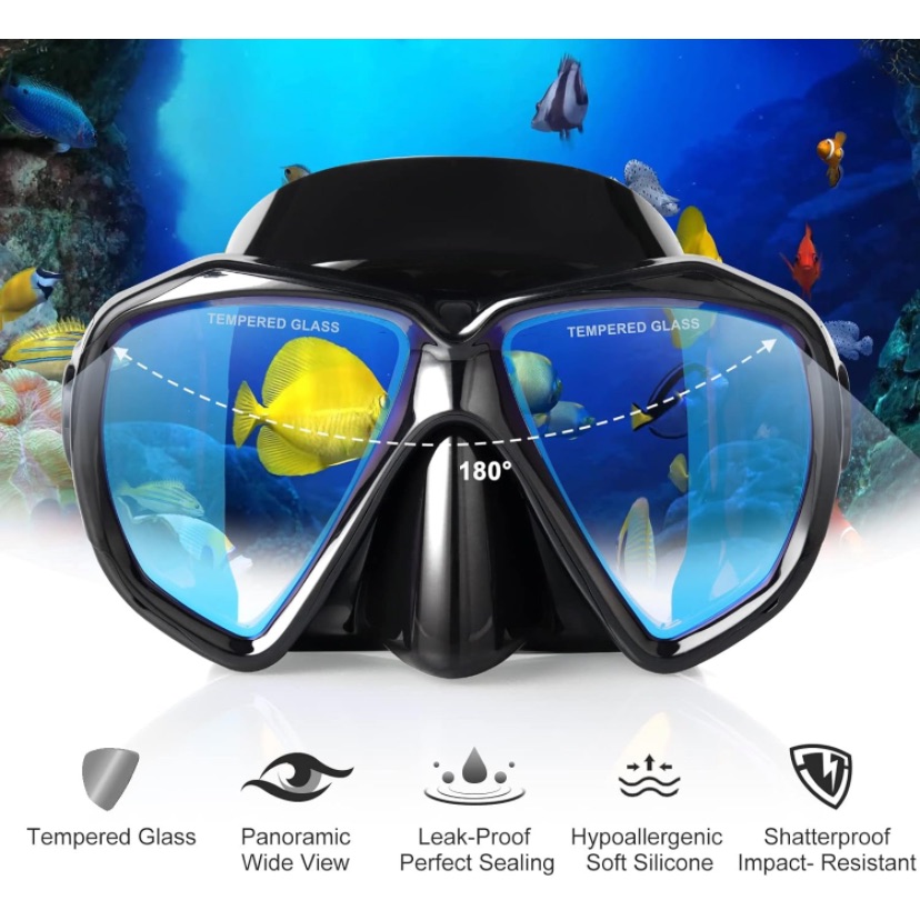 Snorkel/Diving Mask Panoramic Hd , Anti-Fog Scuba Diving Goggles Adult Youth